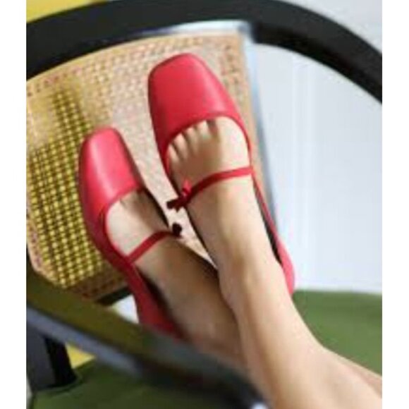 Frances Valentine Jude Mary Jane Flat Red Leather Womens Size 7.5 B - Picture 14 of 14